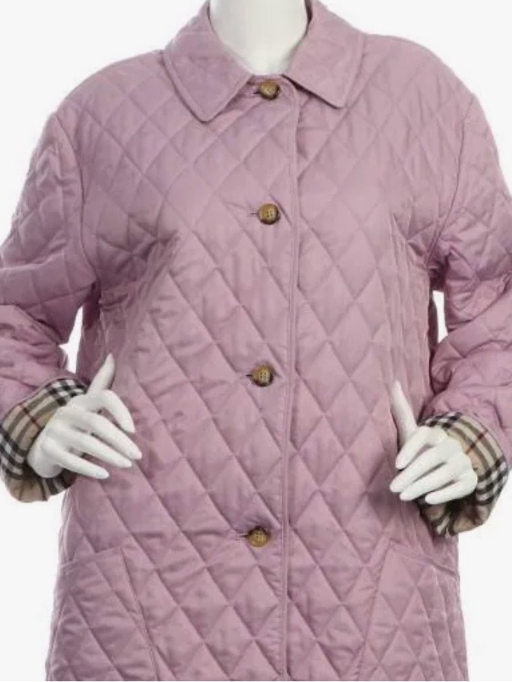 Burberry London Women’s Dusty Lilac Mauve Diamond Quilted Jacket Medium M Coat